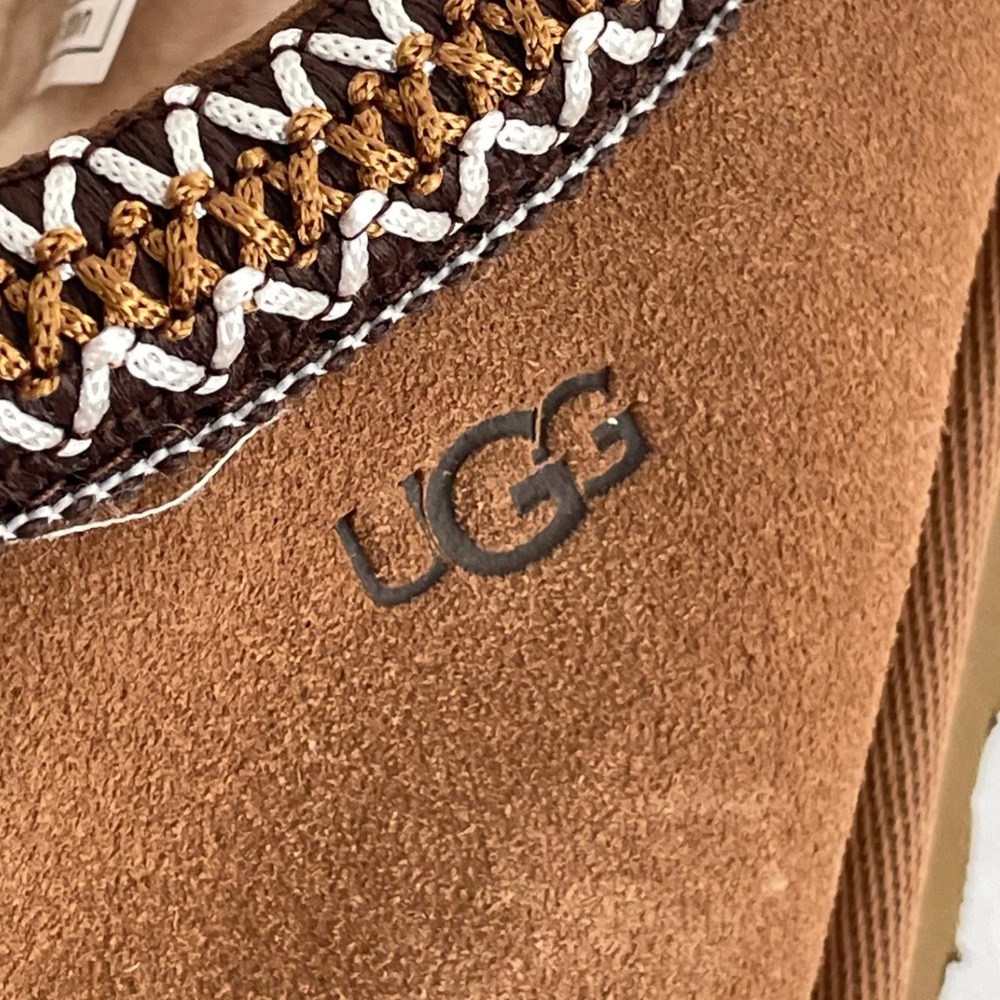 UGG Tasman Slippers Womens 8 Chestnut Sheepskin Slip-On Cozy Comfy Like New - Picture 2 of 10